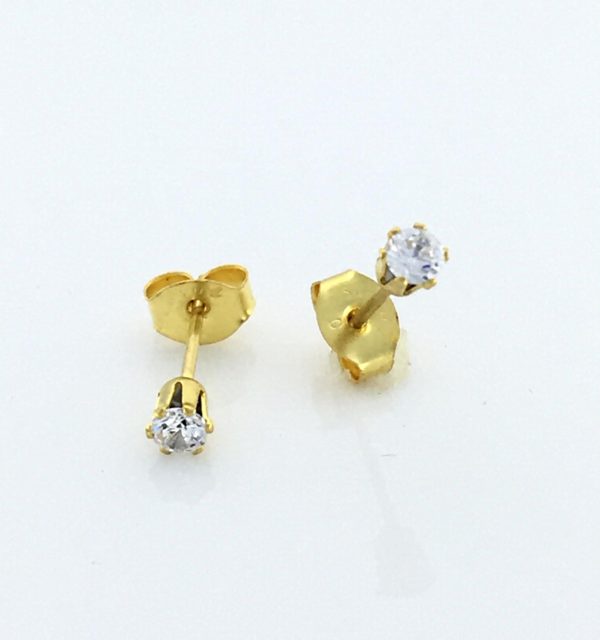 3mm Cubic Zirconia Gold Earrings – JAZ154G