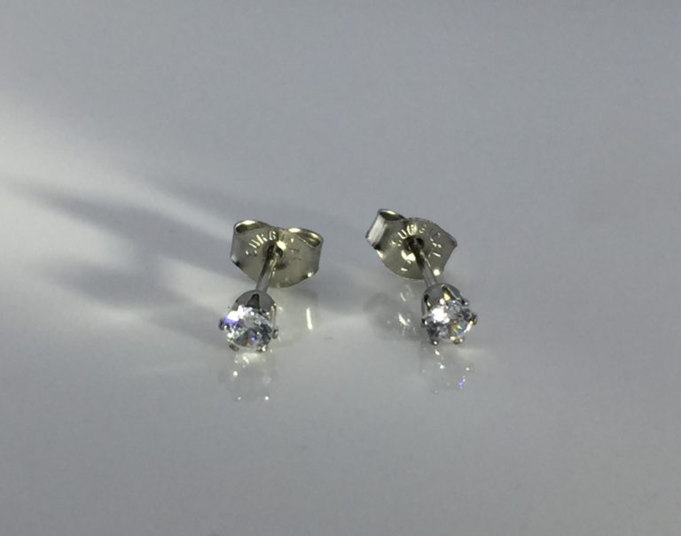 3mm Cubic Zirconia Silver Earrings for Sensitive Ears Sensitively Yours
