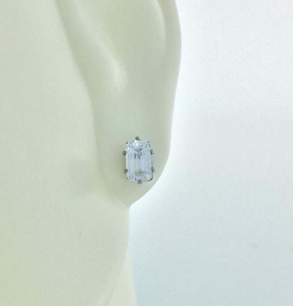 5x3mm Emerald-Cut Cubic Zirconia Silver Earrings – JAZ467S