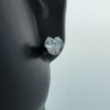 earrings for sensitive ears | 5x5mm Heart-Cut Cubic Zirconia Silver Earrings