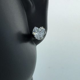 Heart-Cut Cubic Zirconia Silver Earrings