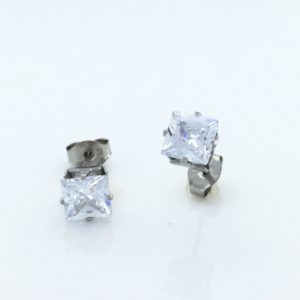 6x6mm Square Cubic Zirconia Silver Earrings – JAZ769S