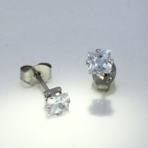 4x4mm Square Cubic Zirconia Silver Earrings – JAZ786S