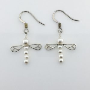 Pearl And Sterling Silver Dragonfly Earrings – JCL071