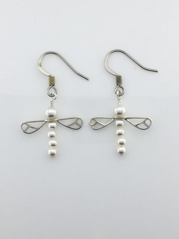 Pearl And Sterling Silver Dragonfly Earrings – JCL071