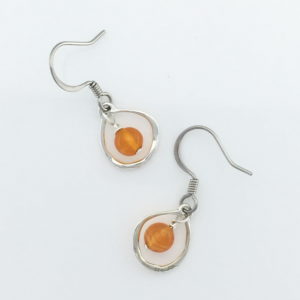 Orange Carnelian in Organic Silver Frame Earrings – JCL085