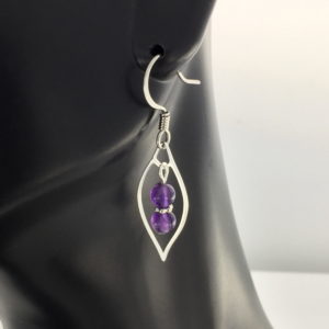 Purple Amethyst in Silver Marquis Frame Earrings – JCL088
