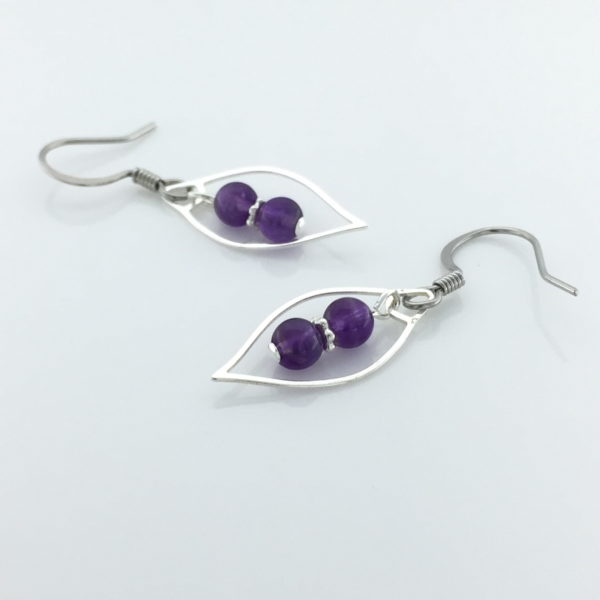 Purple Amethyst in Silver Marquis Frame Earrings – JCL088