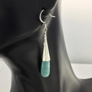 Amazonite Teardrop in Silver Cone Earrings – JCL090