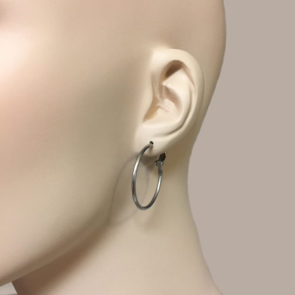 Silver Hoop Spring Catch 1 Inch Earrings – JA291SC