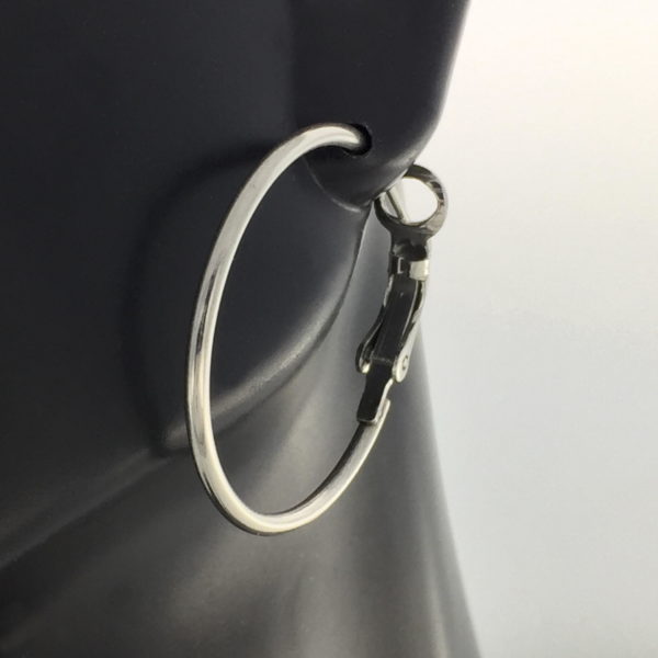 Silver Hoop Spring Catch 1 Inch Earrings – JA291SC