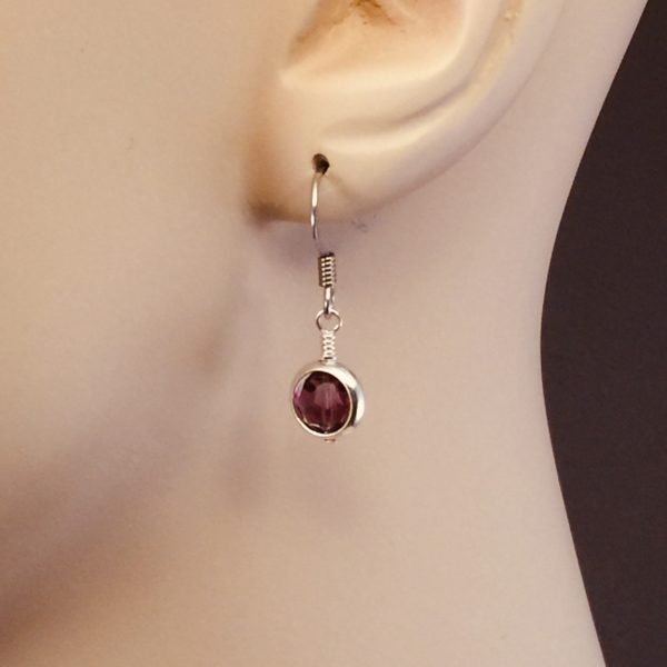 February Birthstone Drop Earrings – Amethyst – JCL096