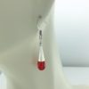 hand-crafted | Sterling Silver Cone with Red Glass Teardrop Earrings