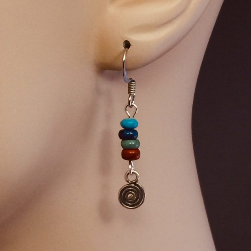 lippen Graag gedaan Nevelig Hand-crafted | Sterling Silver Spiral w/ Turquoise, Lapis & Jasper Earrings