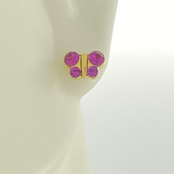 Gold Plated Butterfly Fuschia Earrings – S2023STX