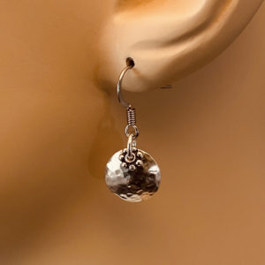 Hammered Silver Disc with Tiny Silver Flower Earrings – JCL149
