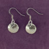 hand made | Hammered Silver Disc with Tiny Silver Flower Earrings
