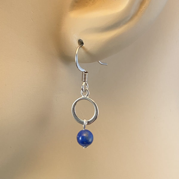 Blue Lapis with Silver Circle Earrings – JCL150