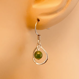 Green Jade in Organic Silver Frame Earrings – JCL156