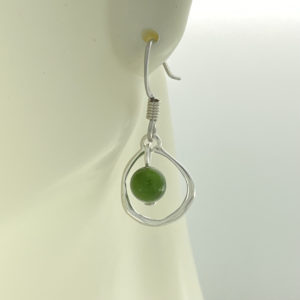 Green Jade in Organic Silver Frame Earrings – JCL156