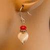 earrings for sensitive ears | Red Coral Pearl Heart Earrings