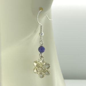 Snowflake with Purple Bead Earrings