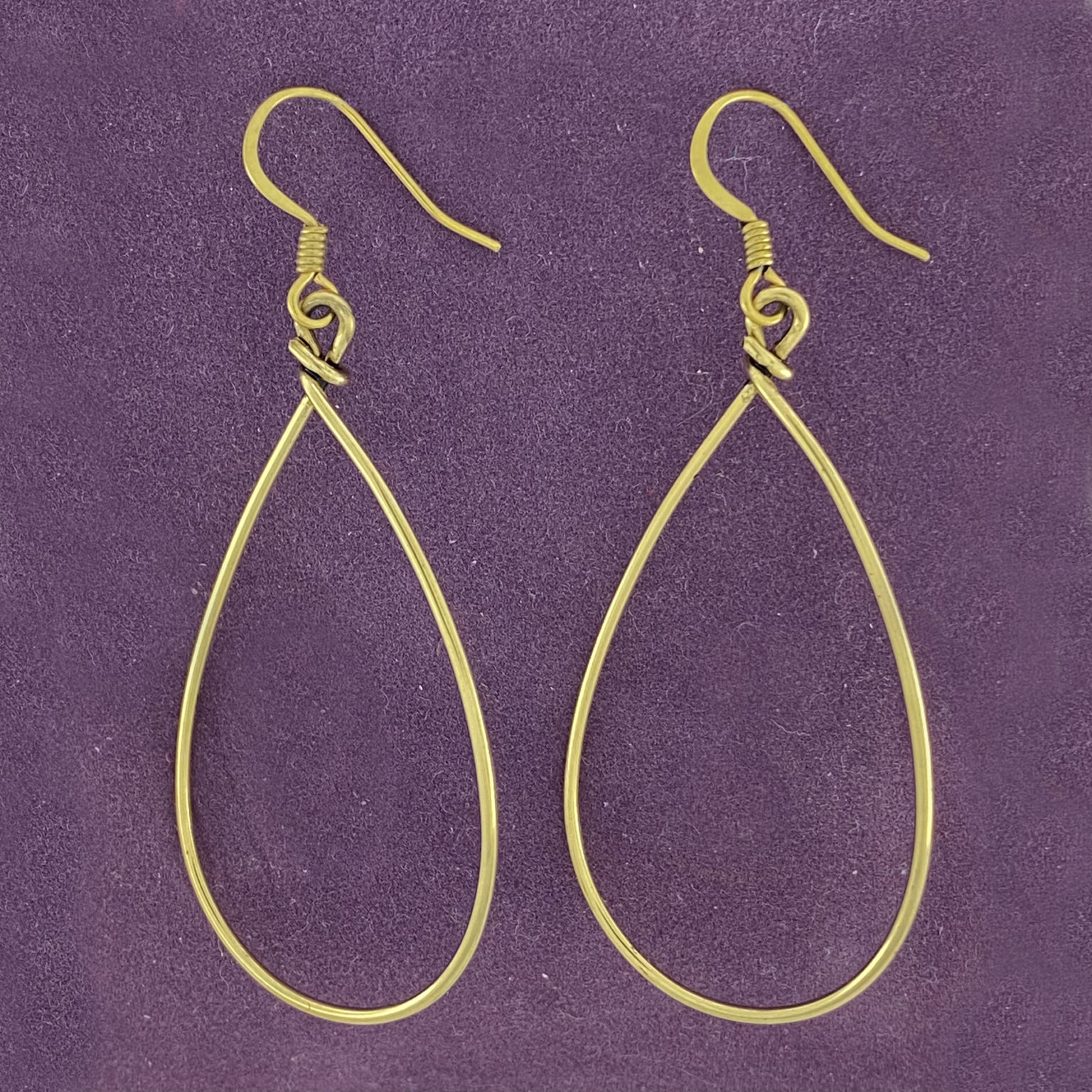 Handmade Earrings Large Brass Teardrop Wire Sensitively Yours