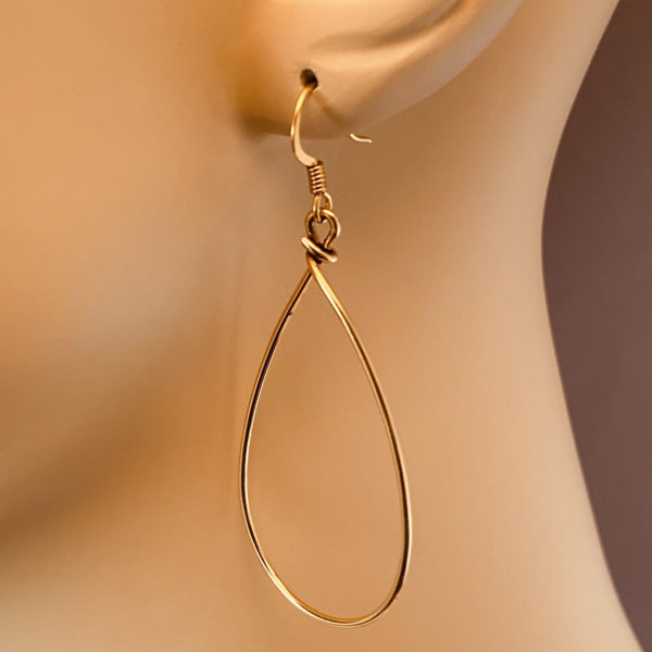 Large Brass Teardrop Wire Earrings – JCL159