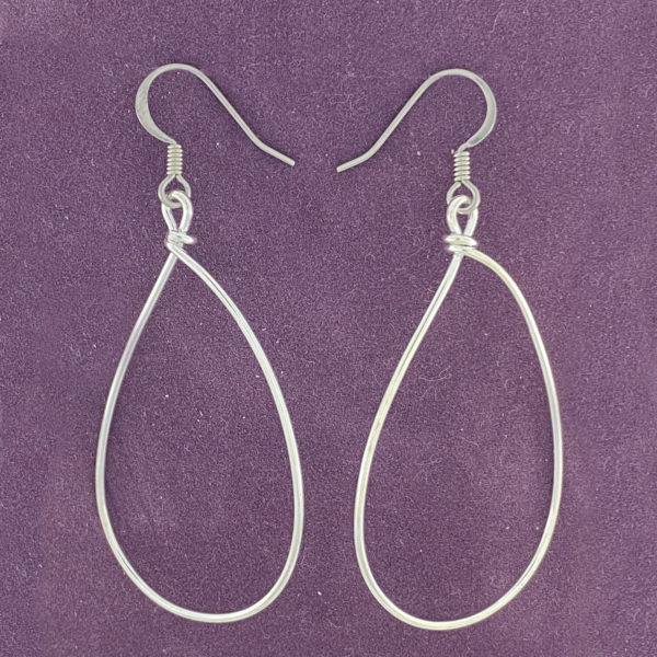 Large Silver Teardrop Wire Earrings – JCL160