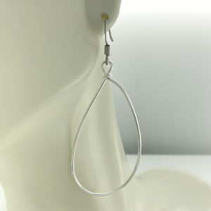 Large Silver Teardrop Wire Earrings – JCL160