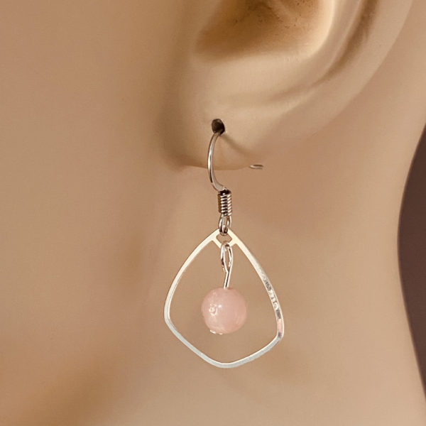 Pink Opal in Silver Frame Earrings – JCL162