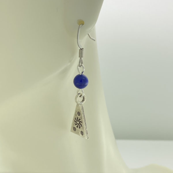 Blue Lapis with Sterling Silver Triangle Charm Earrings – JCL173