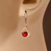 hypoallergenic earrings | Red Coral with Sterling Silver Teardrop Frame Earrings