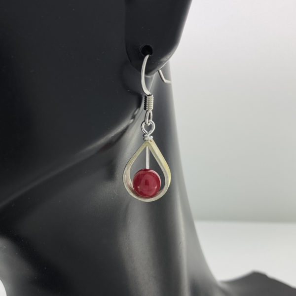 Red Coral with Sterling Silver Teardrop Frame Earrings – JCL174