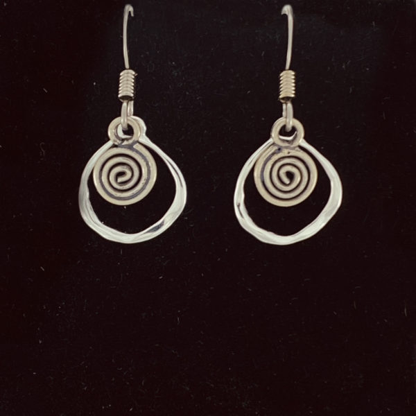 Sterling Silver Organic Frame with Sterling Silver Spiral Earrings – JCL177