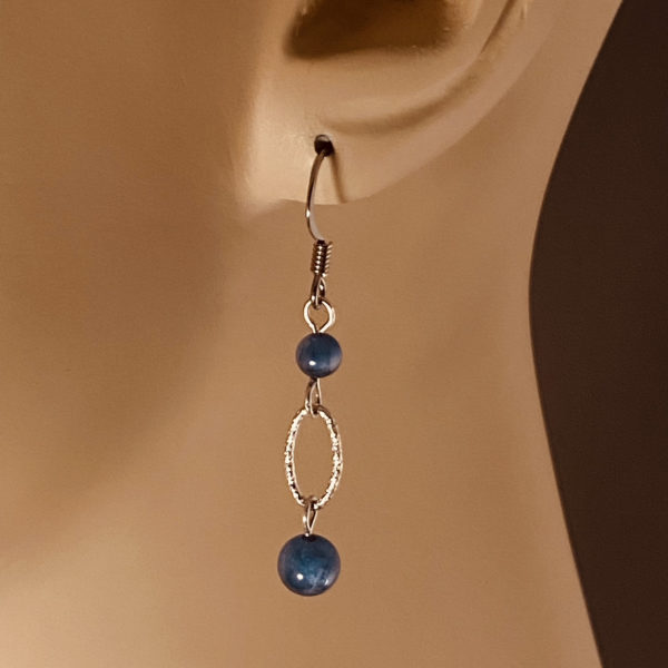 Blue Kyanite with Sterling Silver Oval Earrings – JCL178