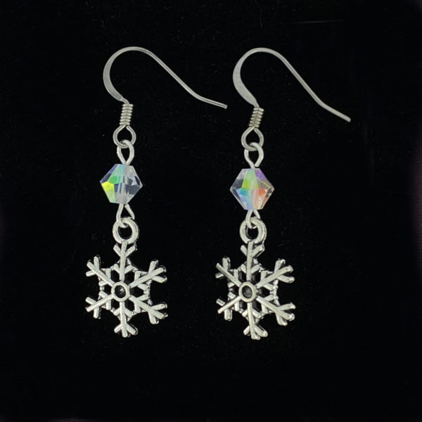 Small Snowflake with Crystal Bead Earrings – JCL182
