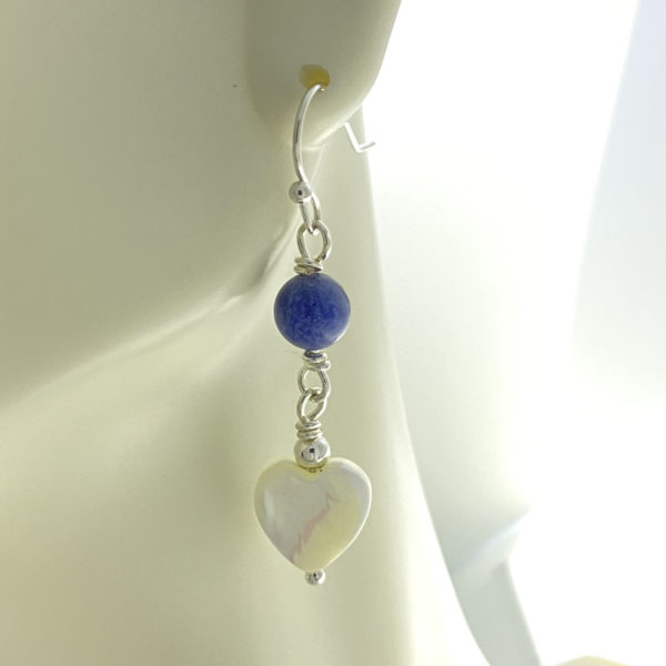 Pearl Heart with Sodalite Bead Earrings – JPU012