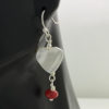 hypoallergenic earrings | White Pearl Heart with Red Bead Earrings