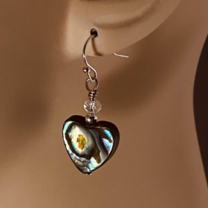 Abalone Heart with Crystal Bead Earrings – JPU015