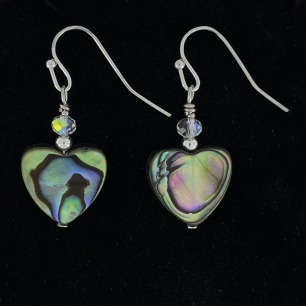 Abalone Heart with Crystal Bead Earrings – JPU015