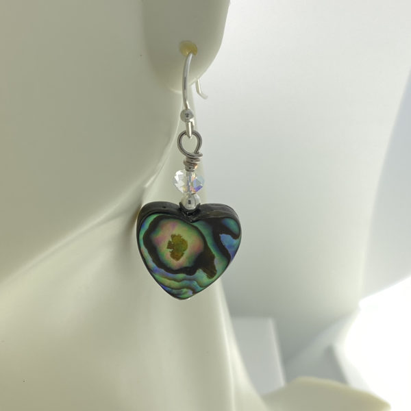 Abalone Heart with Crystal Bead Earrings – JPU015