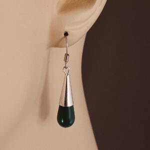 Sterling Silver Cone with Green Teardrop Earrings – JCL188