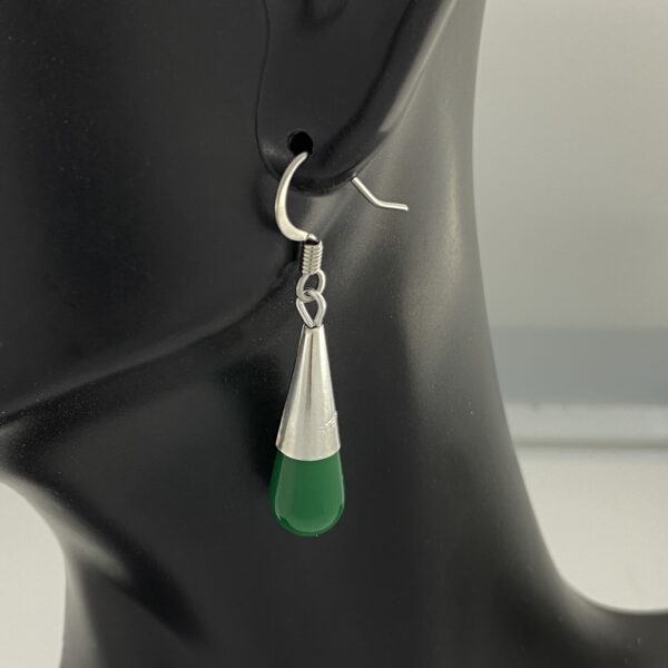 Sterling Silver Cone with Green Teardrop Earrings – JCL188