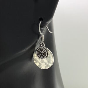 Hammered Silver Disc with Spiral Earrings – JCL205