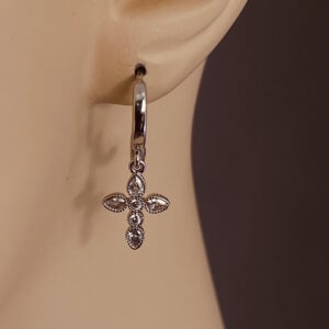 Cross Huggies in Platinum Earrings – JSP135-038s