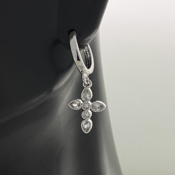 Cross Huggies in Platinum Earrings – JSP135-038s