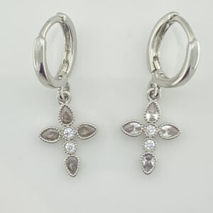 Cross Huggies in Platinum Earrings – JSP135-038s