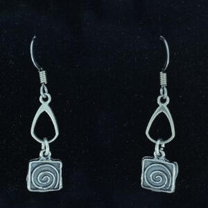 Sterling Silver Square Spiral with Teardrop Earrings – JCL209