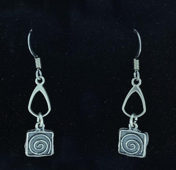 Sterling Silver Square Spiral with Teardrop Earrings – JCL209